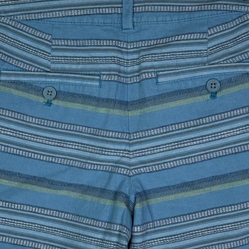Ann Taylor Striped Casual Flat Front Shorts Pockets Lightweight Cotton 2 Blue - Picture 11 of 15